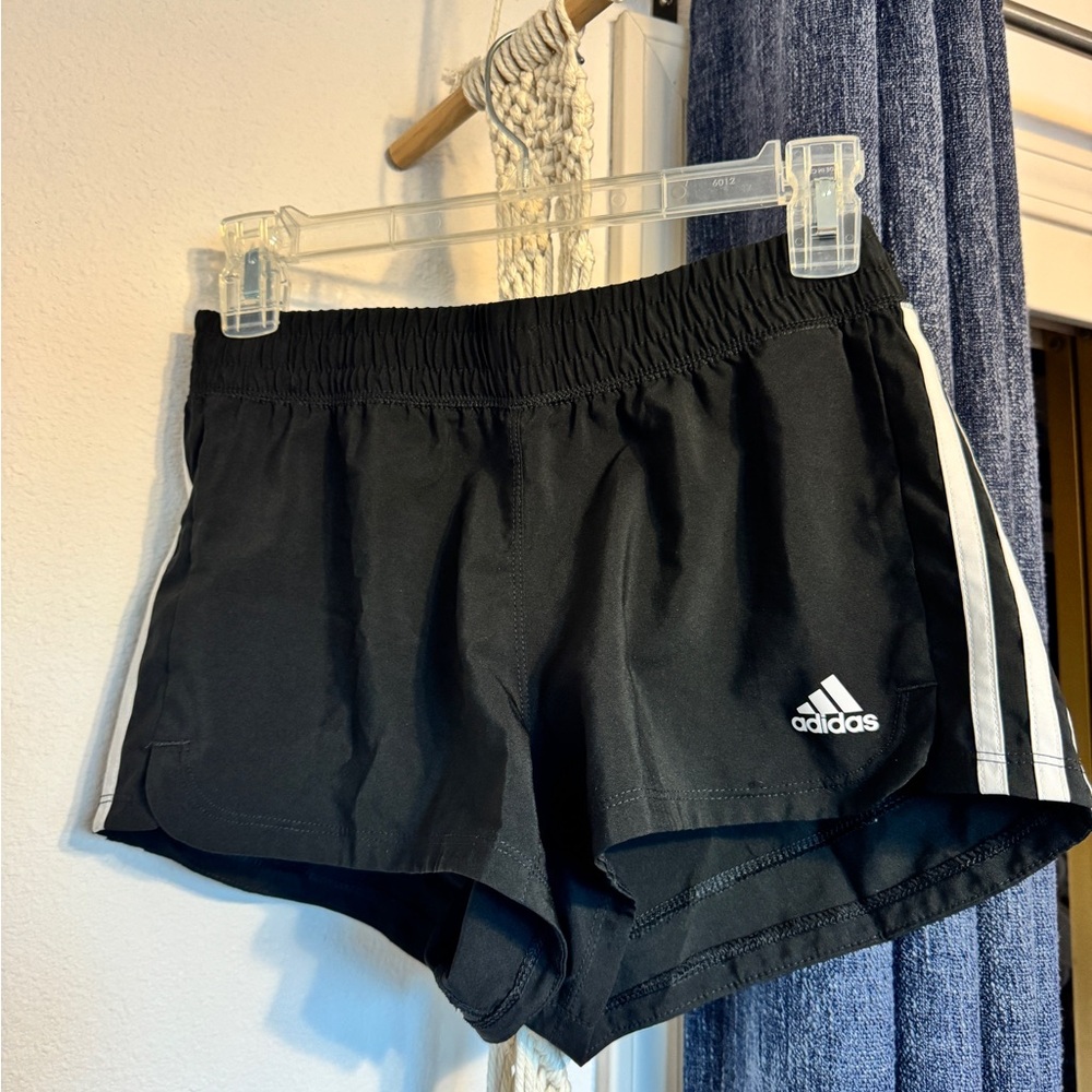 adidas Black Athletic Shorts with White Side Stripes